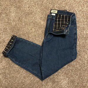 LL Bean Plaid Flannel Lined Jeans 34x30 Men's Classic Fit